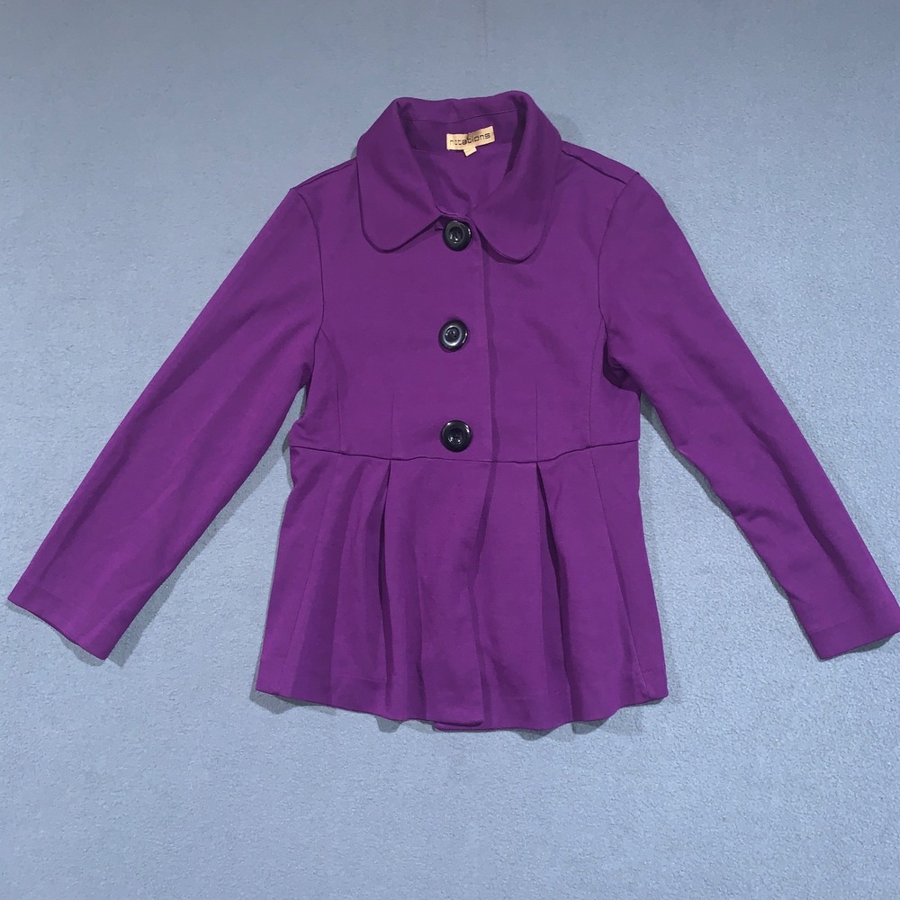 Notations Women's Purple Peplum Jacket Button Front Coat Size‎ Medium